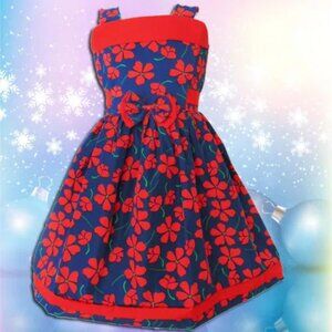 NWT GIRLS KIDS FASHION CUTE FLOWERS PRINCESS RED FLORAL CHILDREN DRESS SIZE 4